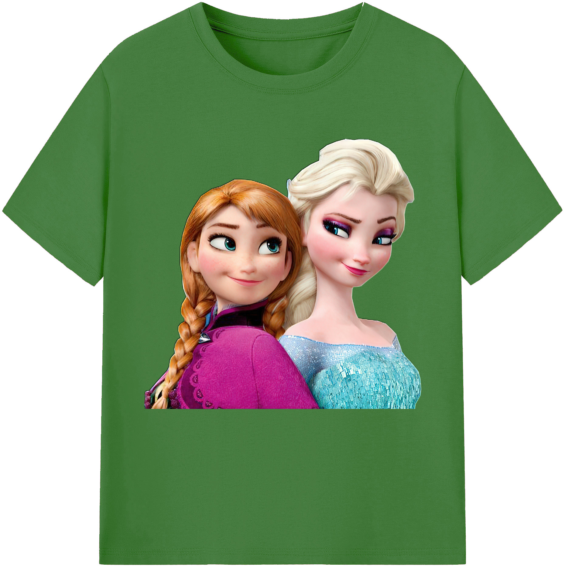 （画像用） アナと雪の女王 アンナ エルサ Frozen Anna Elsa レディースカジュアルプリントTシャツ（綿100％）